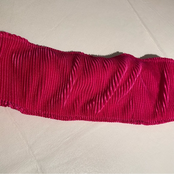 SHEIN hot pink plisse midi skirt and crop top set size L - Picture 10 of 15